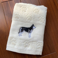HKM-060307 Cotton Dog Embroidery Water Absorbent Towel, Soft and Comfortable 62cm x 40cm