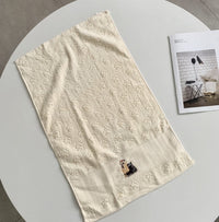 HKM-060307 Cotton Dog Embroidery Water Absorbent Towel, Soft and Comfortable 62cm x 40cm