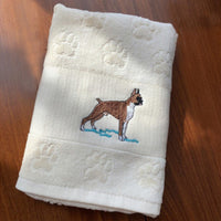 HKM-060307 Cotton Dog Embroidery Water Absorbent Towel, Soft and Comfortable 62cm x 40cm