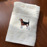 HKM-060307 Cotton Dog Embroidery Water Absorbent Towel, Soft and Comfortable 62cm x 40cm