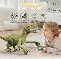 HKM-060307 Remote-Controlled Velociraptor Dinosaur Toy with Walking Motion, Realistic Roar, and Light Effects