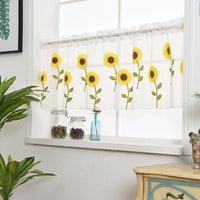 HKM-060435 Daisy Pattern Embroidered Short Curtain for Bedroom and Living Room - High Shading Vertical Blinds