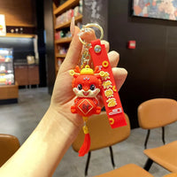HKM-060563 Cute Dragon Keychain Pendant - 3D PVC Lion Dance Ornament for Keys