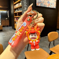 HKM-060563 Cute Dragon Keychain Pendant - 3D PVC Lion Dance Ornament for Keys