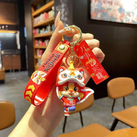 HKM-060563 Cute Dragon Keychain Pendant - 3D PVC Lion Dance Ornament for Keys