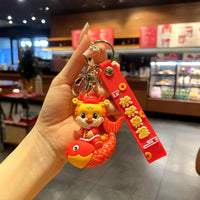 HKM-060563 Cute Dragon Keychain Pendant - 3D PVC Lion Dance Ornament for Keys