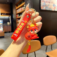 HKM-060563 Cute Dragon Keychain Pendant - 3D PVC Lion Dance Ornament for Keys