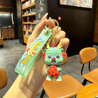 HKM-060563 Cute Dragon Keychain Pendant - 3D PVC Lion Dance Ornament for Keys