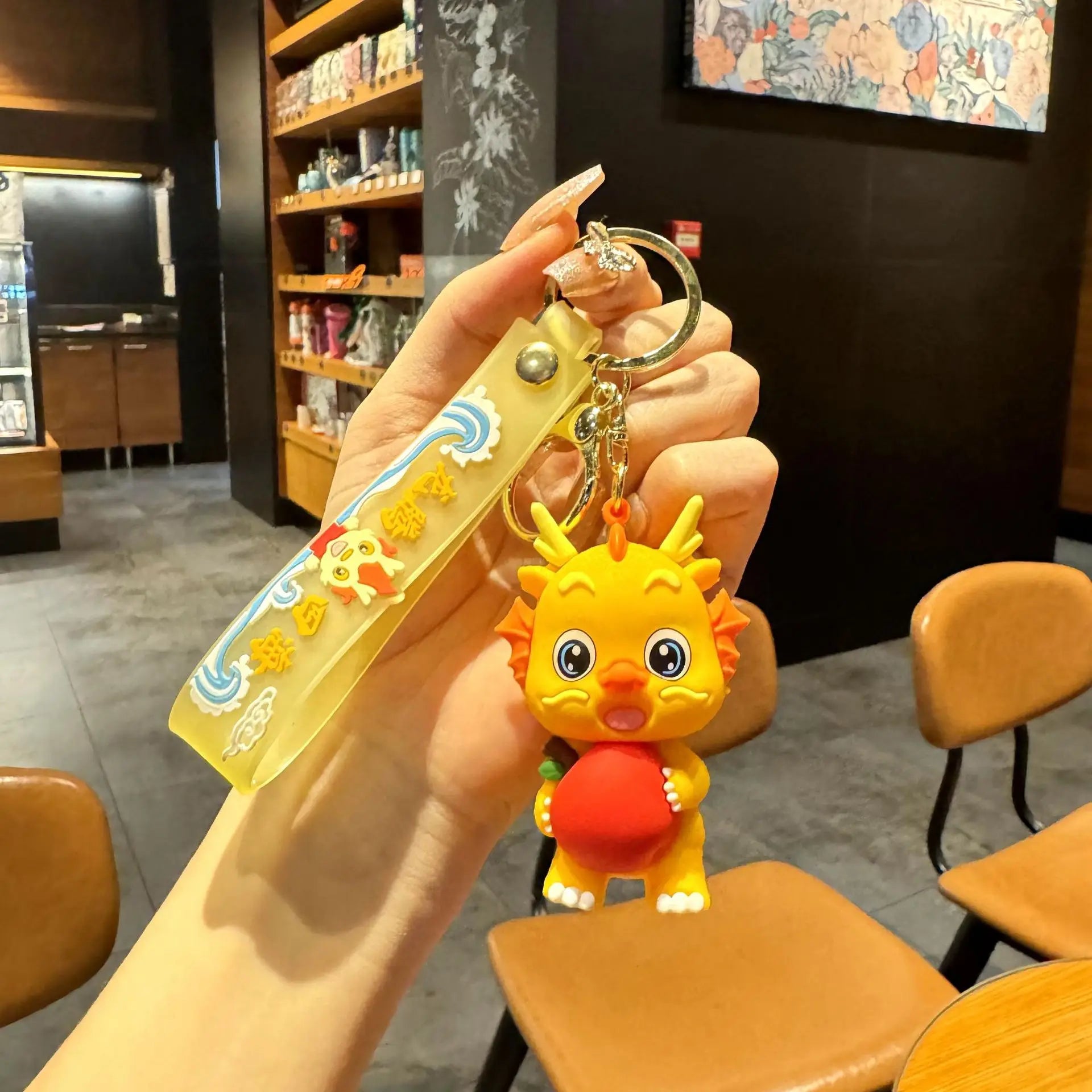 HKM-060563 Cute Dragon Keychain Pendant - 3D PVC Lion Dance Ornament for Keys
