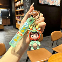 HKM-060563 Cute Dragon Keychain Pendant - 3D PVC Lion Dance Ornament for Keys