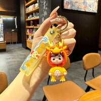 HKM-060563 Cute Dragon Keychain Pendant - 3D PVC Lion Dance Ornament for Keys