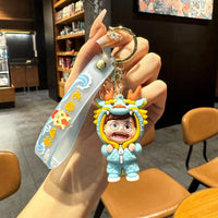 HKM-060563 Cute Dragon Keychain Pendant - 3D PVC Lion Dance Ornament for Keys