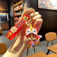 HKM-060563 Cute Dragon Keychain Pendant - 3D PVC Lion Dance Ornament for Keys