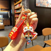 HKM-060563 Cute Dragon Keychain Pendant - 3D PVC Lion Dance Ornament for Keys