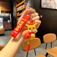 HKM-060563 Cute Dragon Keychain Pendant - 3D PVC Lion Dance Ornament for Keys