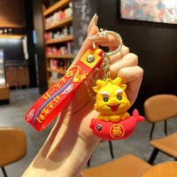 HKM-060563 Cute Dragon Keychain Pendant - 3D PVC Lion Dance Ornament for Keys