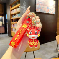 HKM-060563 Cute Dragon Keychain Pendant - 3D PVC Lion Dance Ornament for Keys