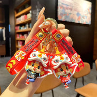 HKM-060563 Cute Dragon Keychain Pendant - 3D PVC Lion Dance Ornament for Keys