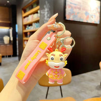 HKM-060563 Cute Dragon Keychain Pendant - 3D PVC Lion Dance Ornament for Keys