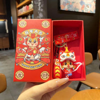 HKM-060563 Cute Dragon Keychain Pendant - 3D PVC Lion Dance Ornament for Keys