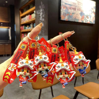 HKM-060563 Cute Dragon Keychain Pendant - 3D PVC Lion Dance Ornament for Keys