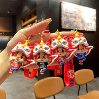 HKM-060563 Cute Dragon Keychain Pendant - 3D PVC Lion Dance Ornament for Keys