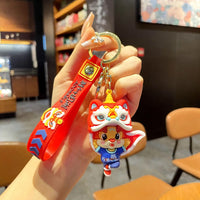 HKM-060563 Cute Dragon Keychain Pendant - 3D PVC Lion Dance Ornament for Keys