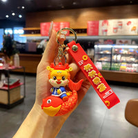 HKM-060563 Cute Dragon Keychain Pendant - 3D PVC Lion Dance Ornament for Keys