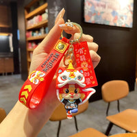 HKM-060563 Cute Dragon Keychain Pendant - 3D PVC Lion Dance Ornament for Keys