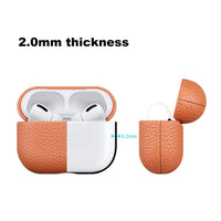 HKM-060627 Orange Leather Earphone Case for AirPods - Elegant Full Coverage Design