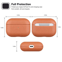 HKM-060627 Orange Leather Earphone Case for AirPods - Elegant Full Coverage Design