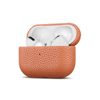HKM-060627 Orange Leather Earphone Case for AirPods - Elegant Full Coverage Design