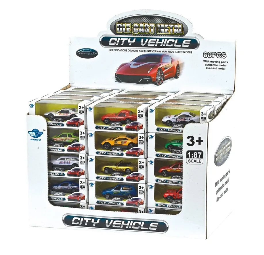 HKM-060691 Diecast 1:87 Scale Mini Model Cars for Kids - Zinc Alloy & Plastic Construction