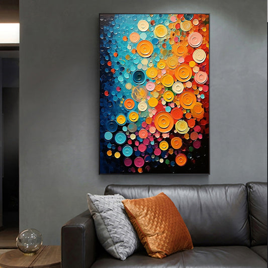 HKM-060819 Colorful Handmade Abstract Oil Painting on Canvas for Living Room and Bedroom Decor, Unstretched and Frameless