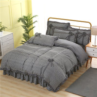 HKM-060883 Korean Style Floral Lace Four-Piece Quilt Set for Queen and King Beds