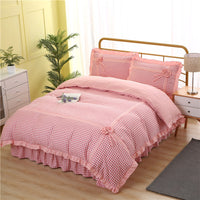 HKM-060883 Korean Style Floral Lace Four-Piece Quilt Set for Queen and King Beds