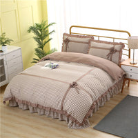 HKM-060883 Korean Style Floral Lace Four-Piece Quilt Set for Queen and King Beds