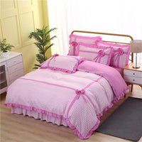 HKM-060883 Korean Style Floral Lace Four-Piece Quilt Set for Queen and King Beds