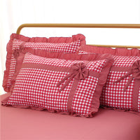 HKM-060883 Korean Style Floral Lace Four-Piece Quilt Set for Queen and King Beds