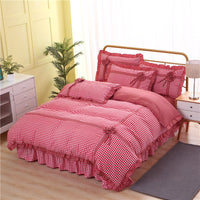 HKM-060883 Korean Style Floral Lace Four-Piece Quilt Set for Queen and King Beds
