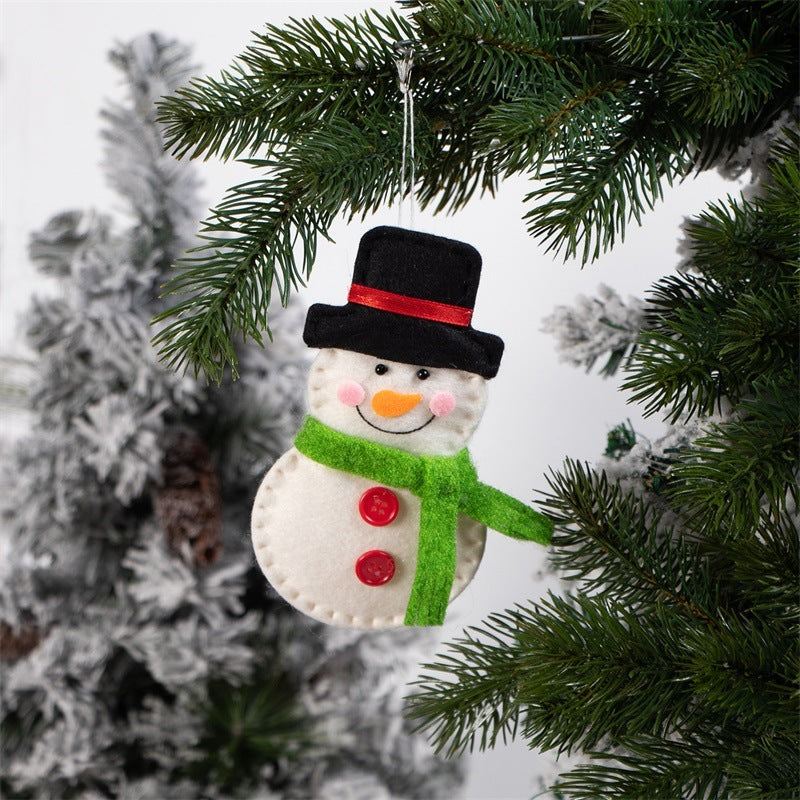HKM-061011 Old Man Snowman Christmas Tree Pendants - Set of 6 Non-Woven Fabric Decorations