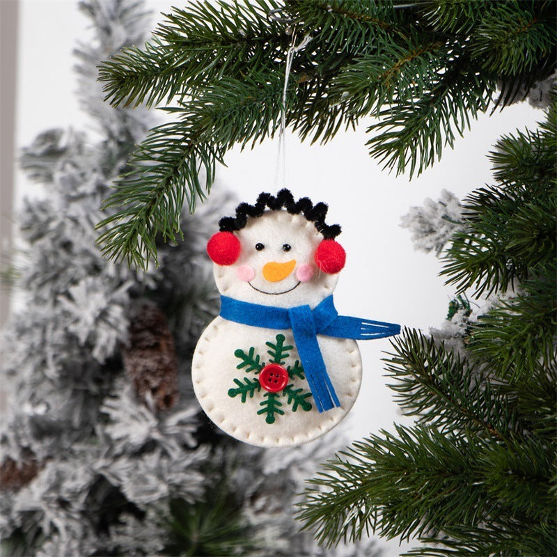 HKM-061011 Old Man Snowman Christmas Tree Pendants - Set of 6 Non-Woven Fabric Decorations