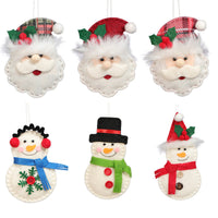 HKM-061011 Old Man Snowman Christmas Tree Pendants - Set of 6 Non-Woven Fabric Decorations