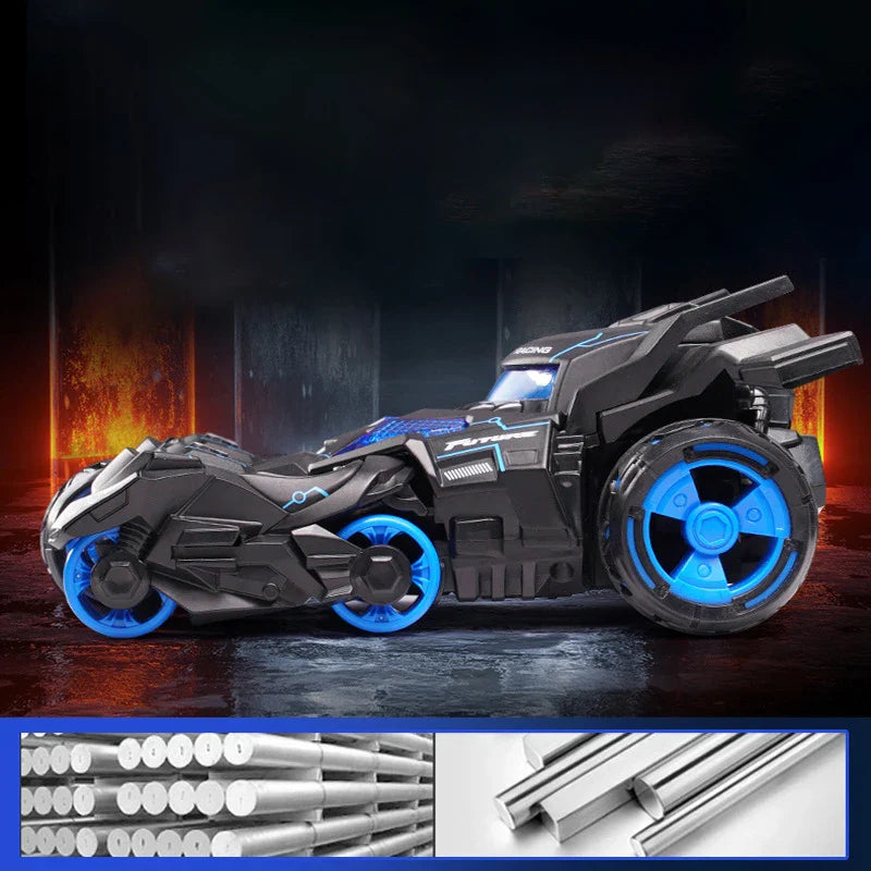 HKM-061139 3-in-1 Alloy Pull Back Ejector Chariot Car Toy with Light and Music for Kids Age 5-7, Diecast Motorcycle Vehicle