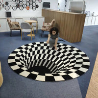 HKM-061267 3D Vortex Illusion Round Carpet - Mulberry Silk Optical Floor Mat, Size Options Available