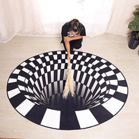 HKM-061267 3D Vortex Illusion Round Carpet - Mulberry Silk Optical Floor Mat, Size Options Available