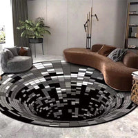 HKM-061267 3D Vortex Illusion Round Carpet - Mulberry Silk Optical Floor Mat, Size Options Available