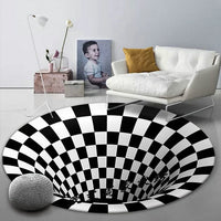 HKM-061267 3D Vortex Illusion Round Carpet - Mulberry Silk Optical Floor Mat, Size Options Available