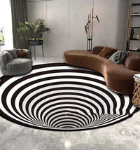 HKM-061267 3D Vortex Illusion Round Carpet - Mulberry Silk Optical Floor Mat, Size Options Available