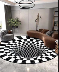 HKM-061267 3D Vortex Illusion Round Carpet - Mulberry Silk Optical Floor Mat, Size Options Available